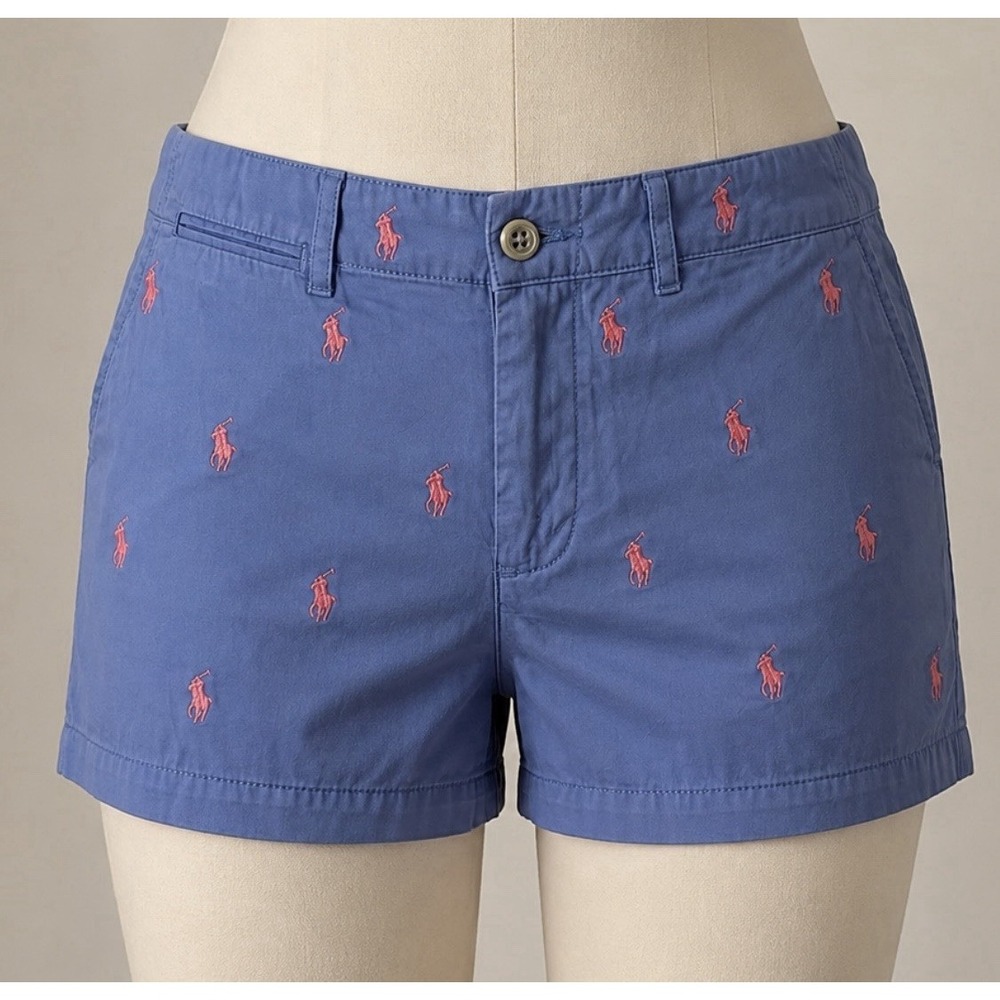 Women's POLO RALPH LAUREN Cotton Shorts Size 8 Pink Pony